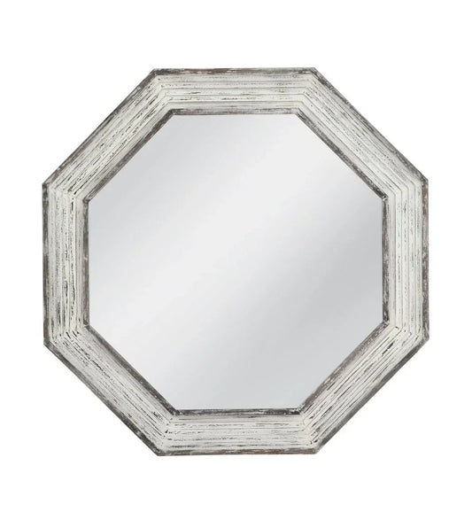 Marden Octagonal Design White Wall Mirror - LOOMLAN - Bassett Mirror - Wall Mirrors