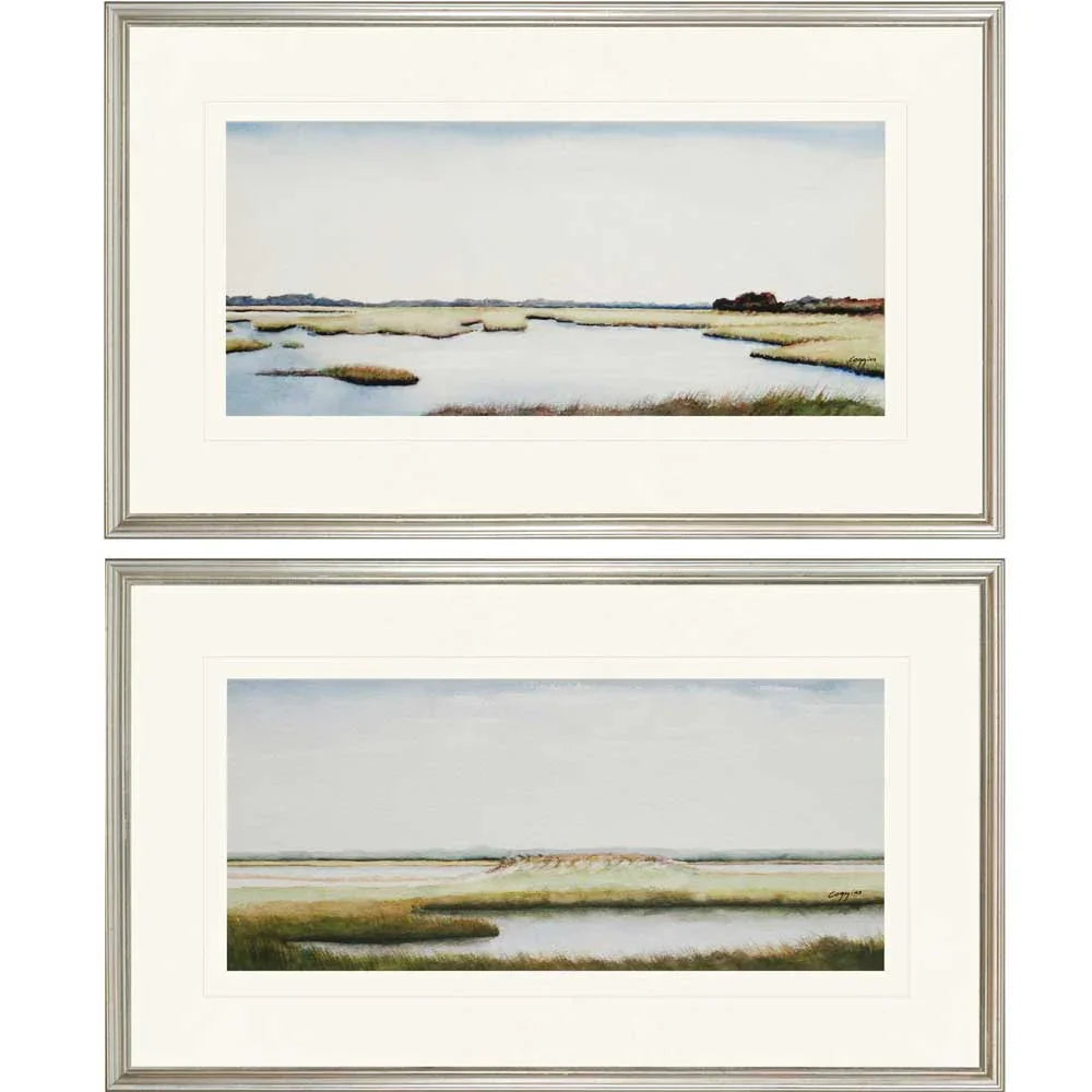Marshlands I Wood Blue Framed Wall Art 2PC