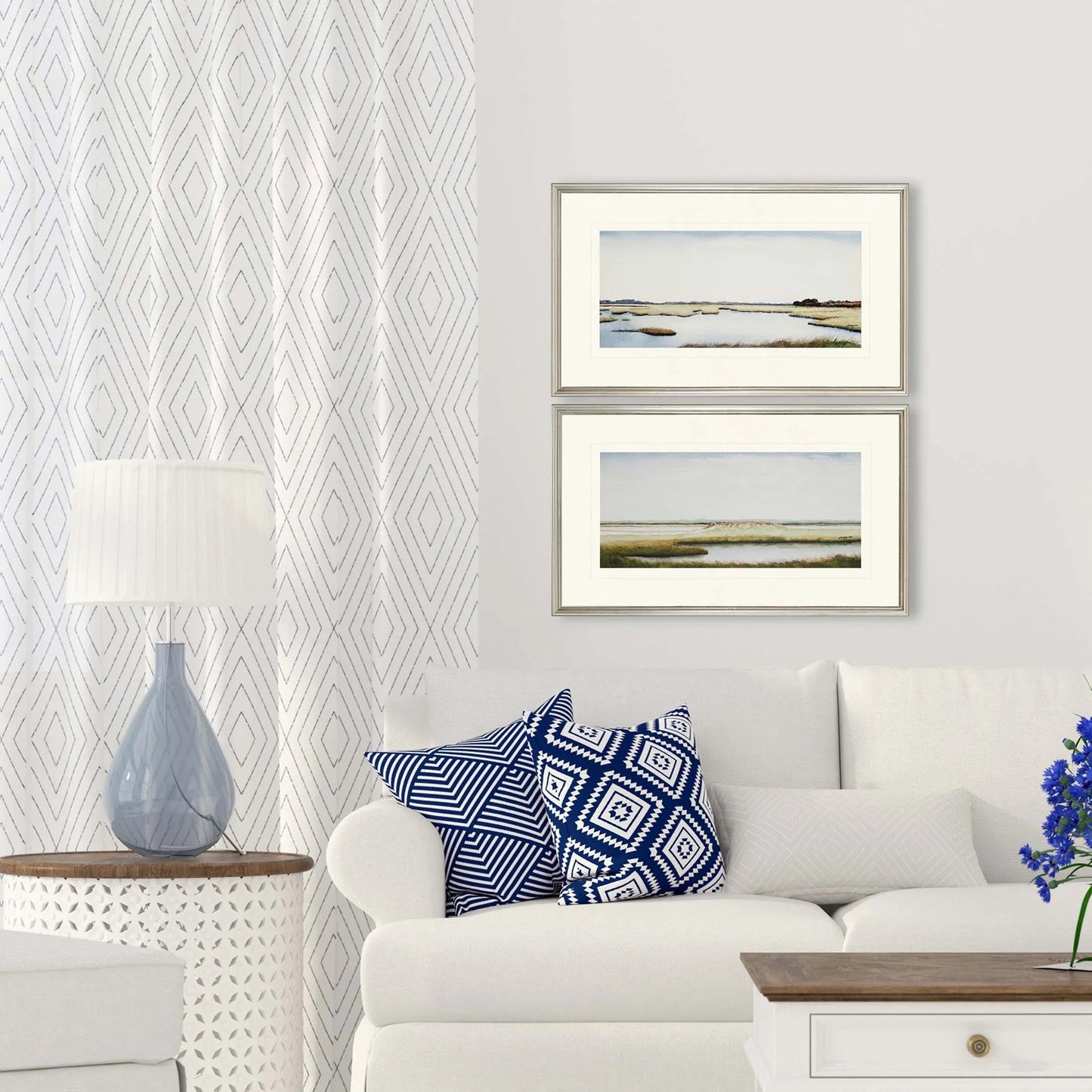 Marshlands I Wood Frame Blue Canvas Art 2PC