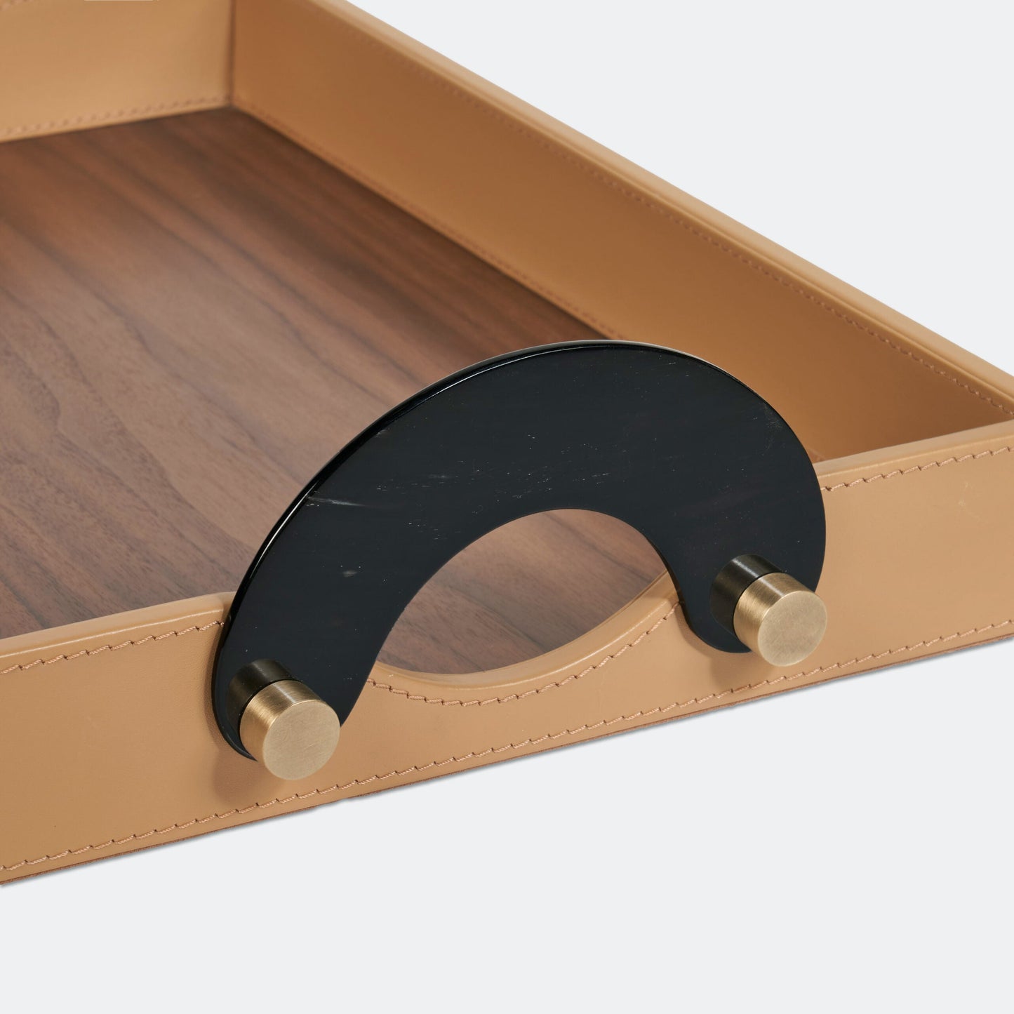 Mave Camel Leather Warp Rectangular Tray