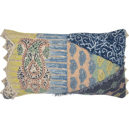 Maxi Boho Green Lumbar Pillow With Insert - LOOMLAN - LOOMLAN - Throw Pillows