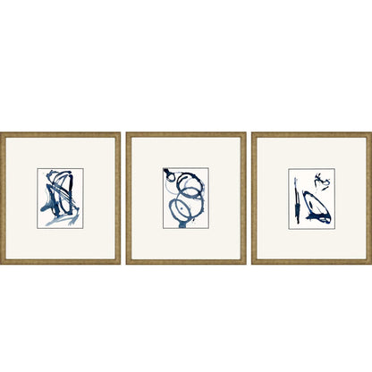 Mayhem Wood Frame Blue Canvas Art 3PC