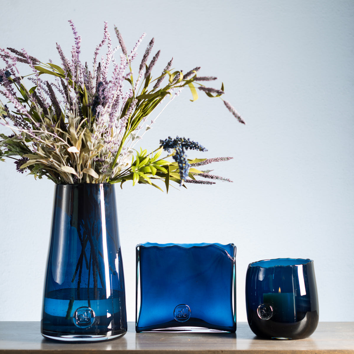 Abigails Medallion Blue Glass Vase