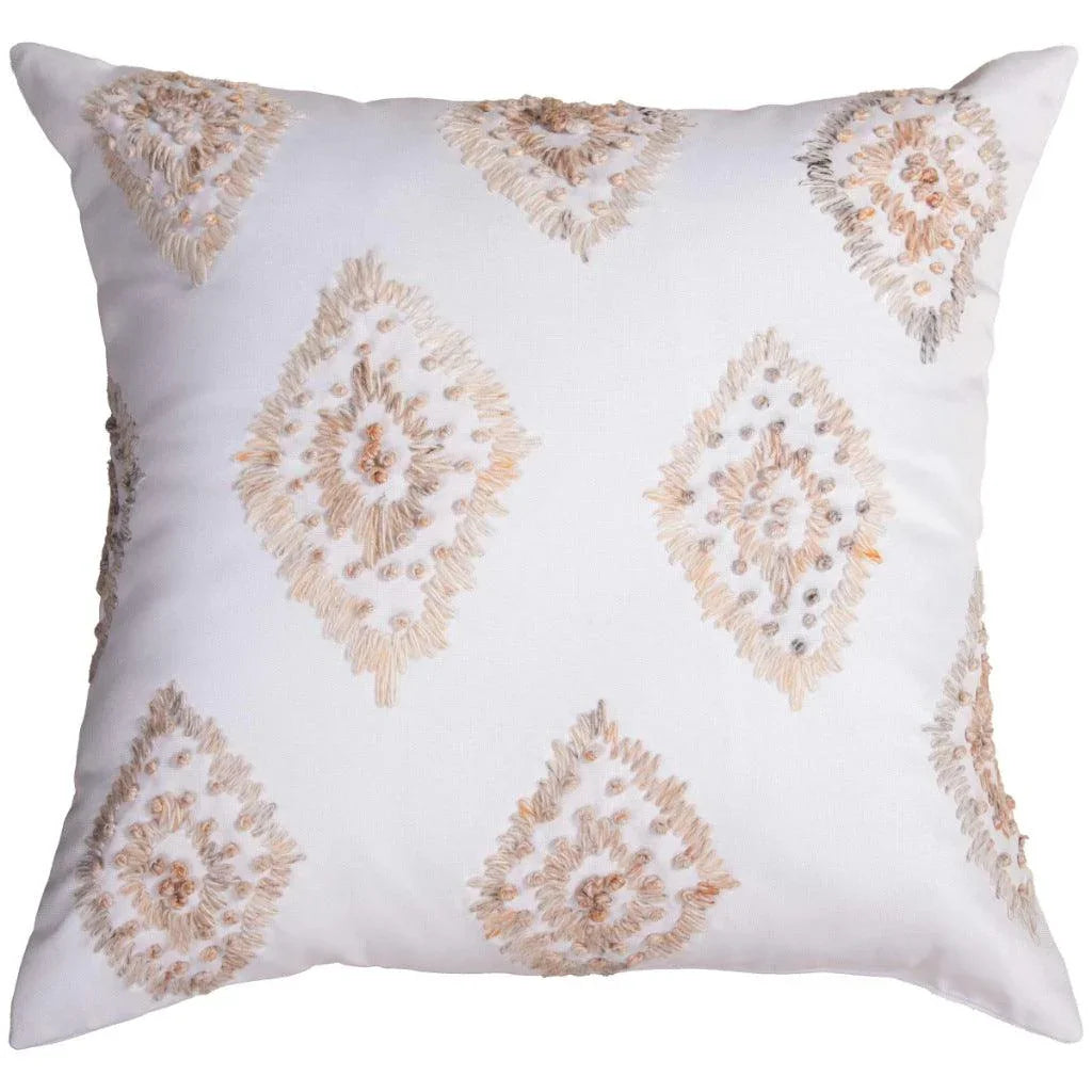 Medallion Ivory Outdoor Throw Pillows-Outdoor Pillows-LOOMLAN-Adobe-LOOMLAN