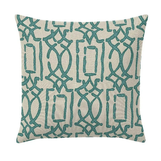 Meditation Turquoise Handmade Outdoor Pillow-Outdoor Pillows-Earnest Collection-20" Square-LOOMLAN