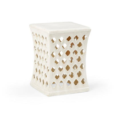Chelsea House Merideth White Glaze Ceramic Outdoor Garden Stool