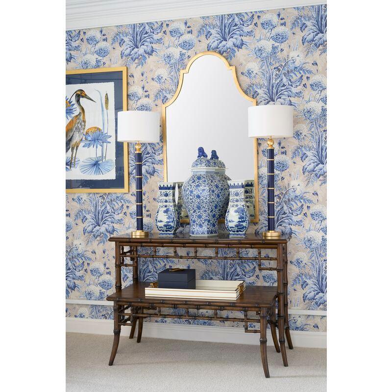 Metallic Gold Leaf Handled Blue Faux Leather Box - LOOMLAN - Chelsea House - Boxes & Bowls