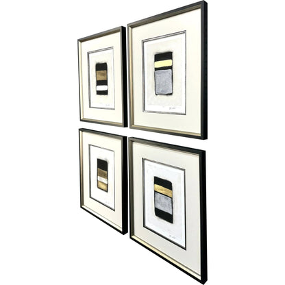 Metallic Markers II Wood Frame Black Canvas Art 4PC