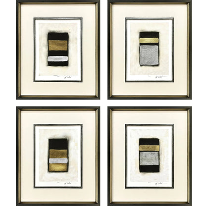 Metallic Markers II Wood Frame Black Canvas Art 4PC
