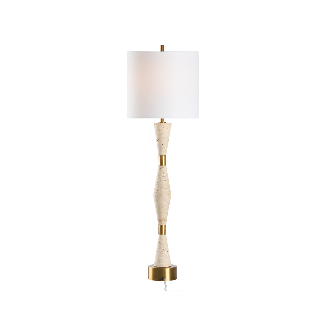 Metroline White Travertine Table Lamp