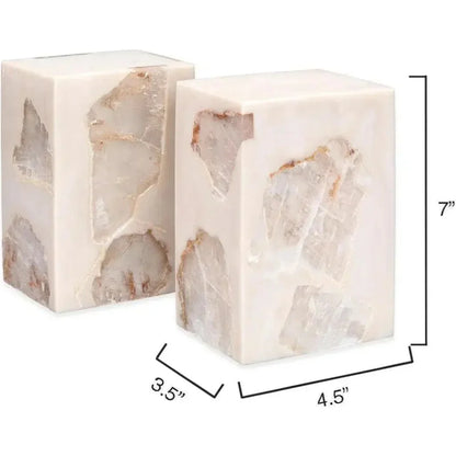 Mica Cream Resin Slab Bookends (Set of 2) - LOOMLAN - Jamie Young - Statues & Sculptures