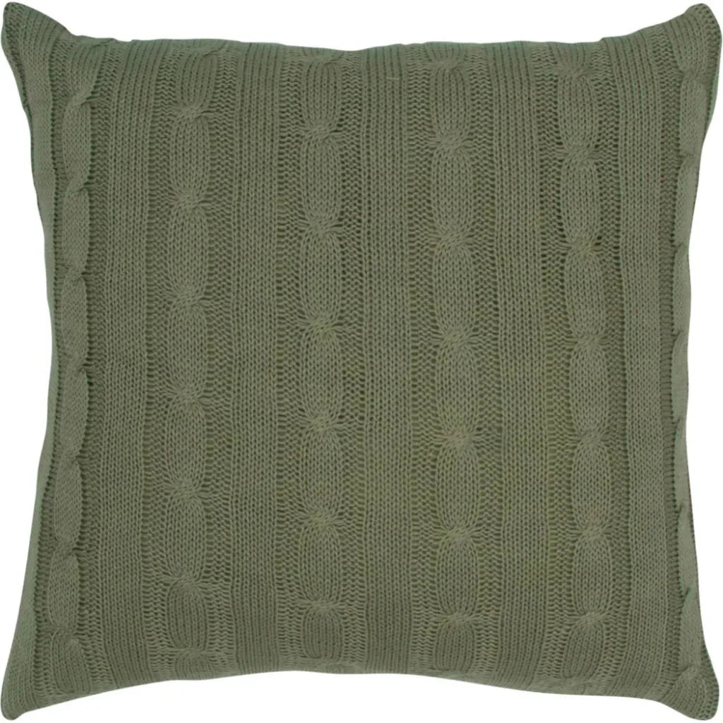 Michel Cable Knit Green Throw Pillow Down Insert - LOOMLAN - LOOMLAN - Throw Pillows