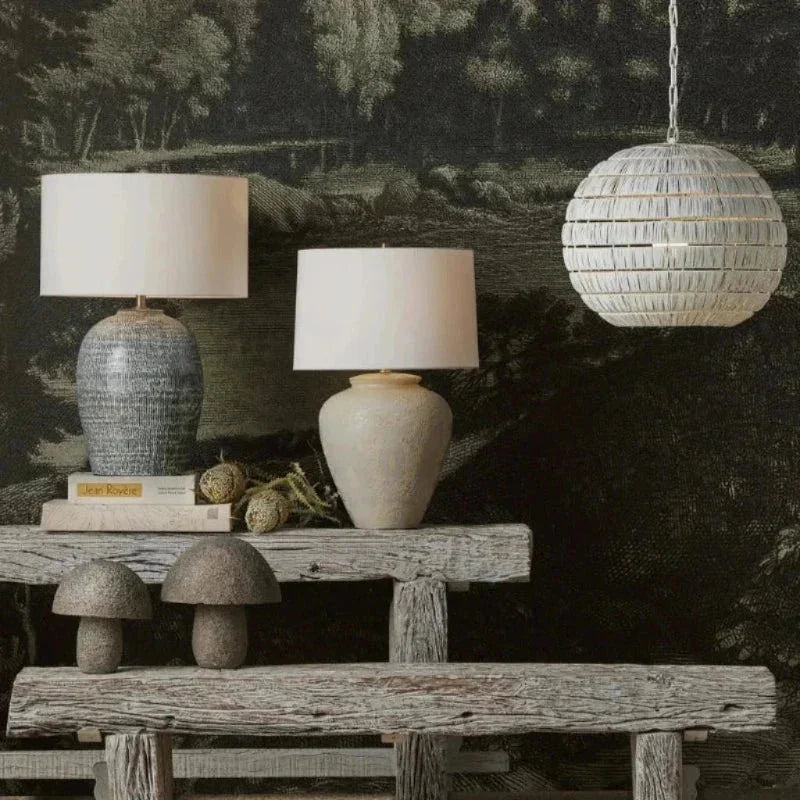 Mimi Ivory Textured Ceramic Table Lamp - LOOMLAN - Currey & Co - Table Lamps