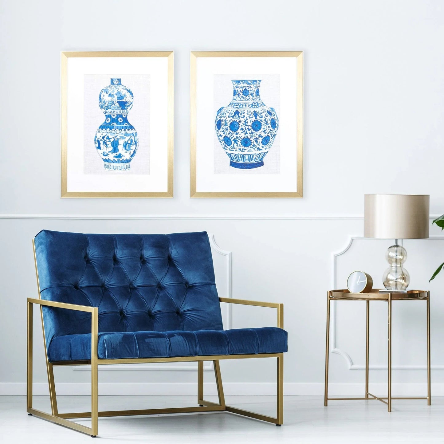 Ming Vase B Blue Canvas Art 2PC