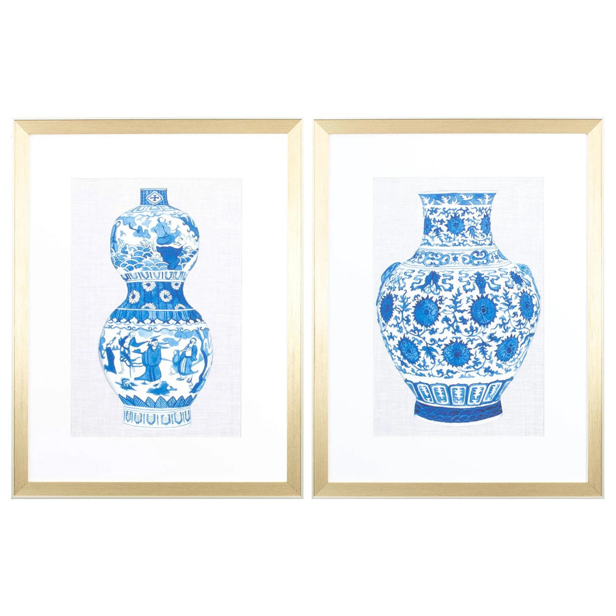 Ming Vase B Blue Framed Wall Art 2PC