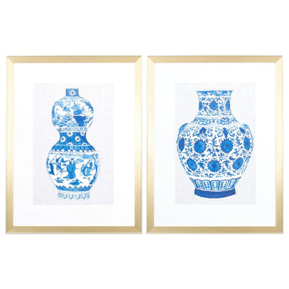 Ming Vase B Blue Framed Wall Art 2PC