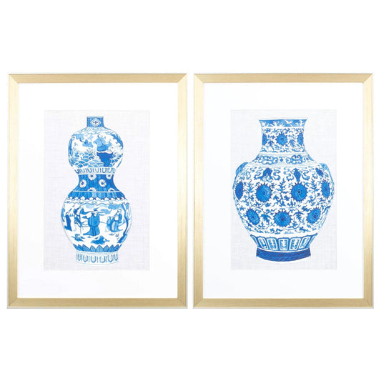 Ming Vase B Blue Framed Wall Art 2PC