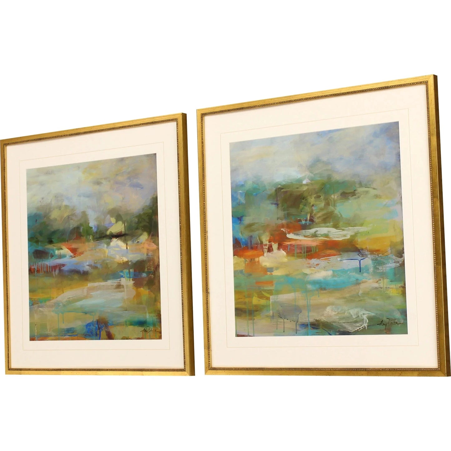 Mist Wood Frame Blue Canvas Art 2PC