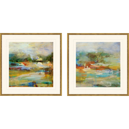 Mist Wood Frame Blue Canvas Art 2PC