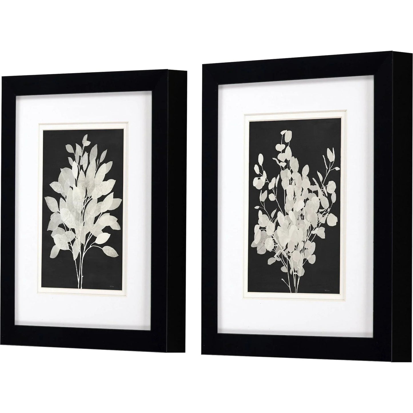Misty Branches Black Canvas Art 2PC