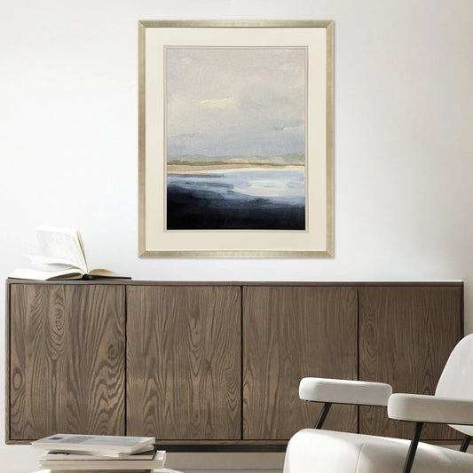 Misty I Wood Frame Blue Canvas Art