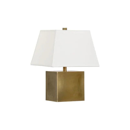 Modern Cube Design Brass Finish Table Lamp - LOOMLAN - Chelsea House - Table Lamps