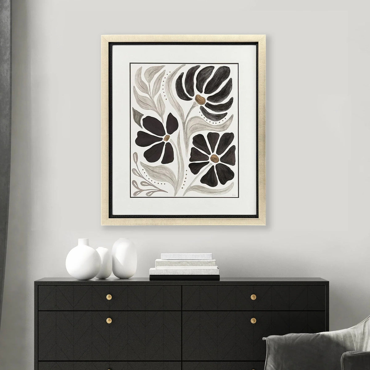 Modern Petals II Grey Framed Wall Art -- view 2