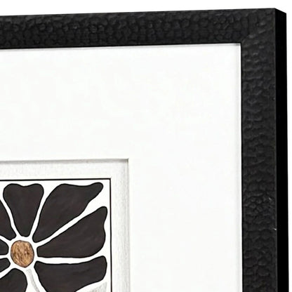 Modern Petals Wood Frame Black Canvas Art 2PC