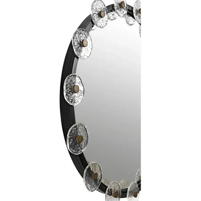 Moira Mirror Glass Details Black Round Wall Mirror - LOOMLAN - Noir - Wall Mirrors