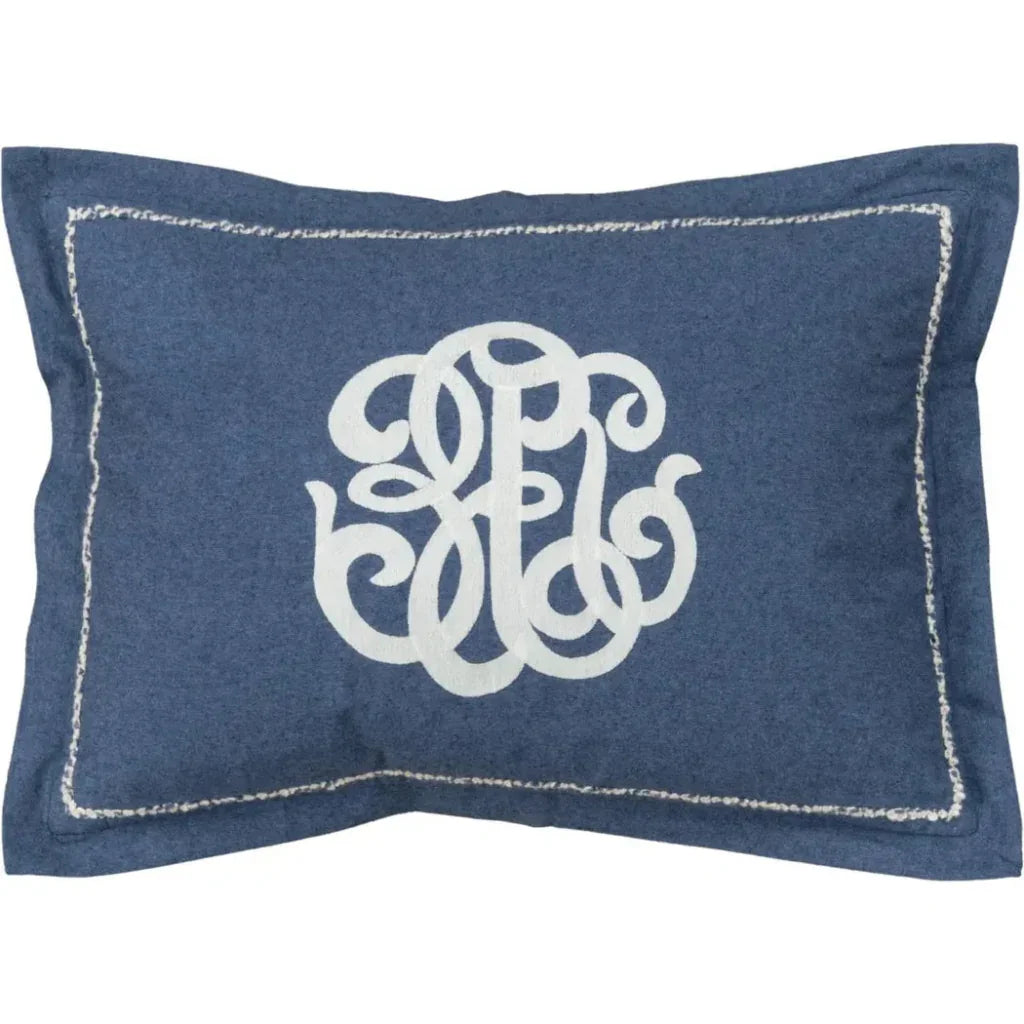 LOOMLAN Monogram Blue Lumbar Pillow Covers Insert June