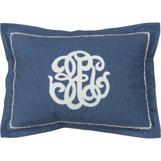 Monogram Blue Lumbar Pillow Covers Insert June - LOOMLAN - LOOMLAN - Throw Pillows