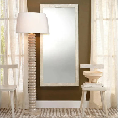 Monroe Mother Of Pearl Rectangle Floor Mirror-Floor Mirrors-Jamie Young-LOOMLAN