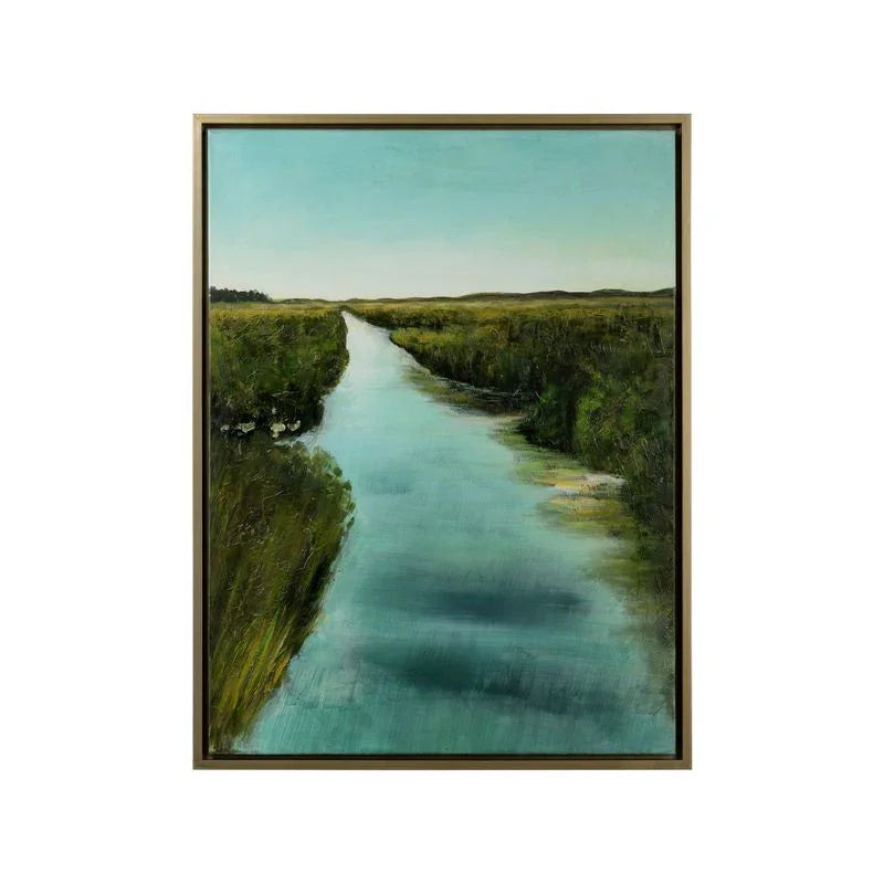 Morning Marsh Wood Framed Oil Painting Artwork-Framed Wall Art-Wildwood-LOOMLAN