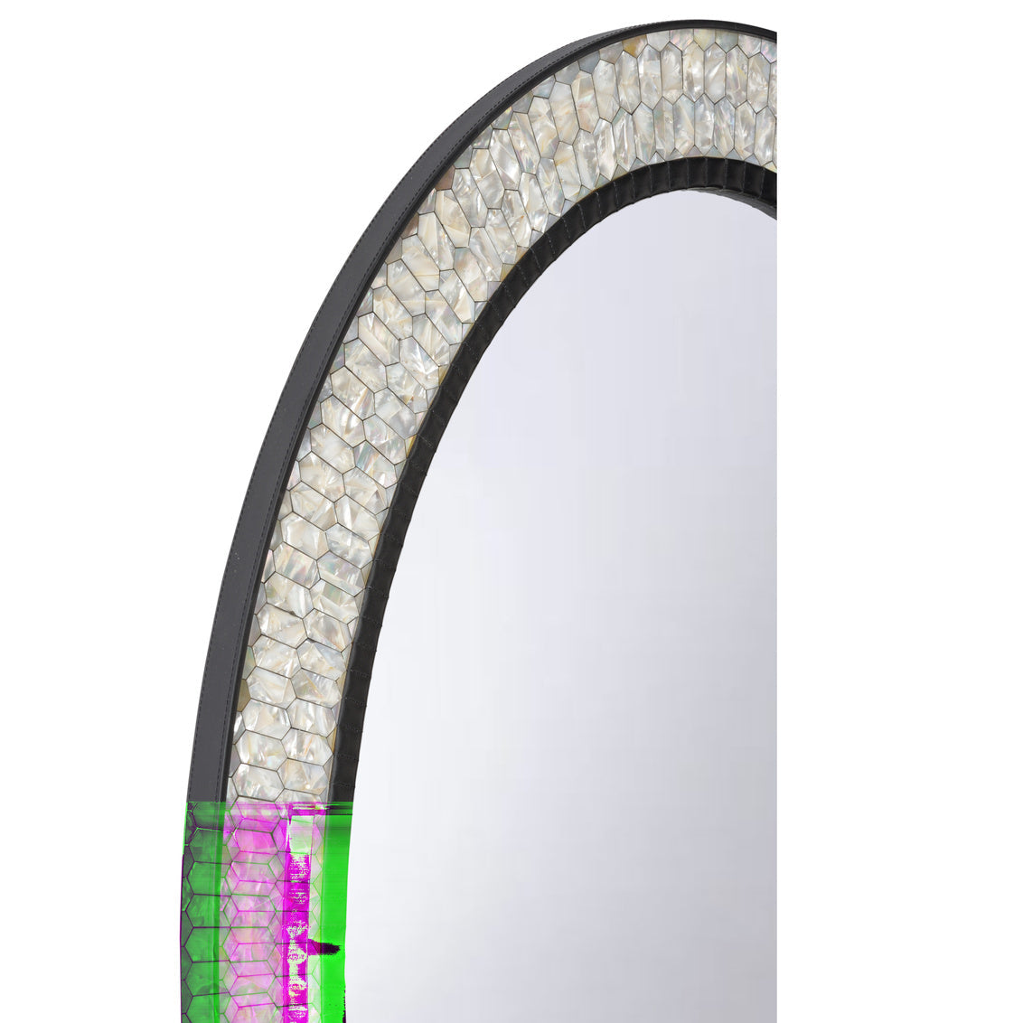 Mother of Pearl Frame Oval Wall Mirror