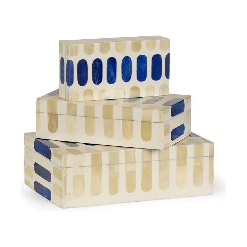 Mozart Inlaid Bone Made White Box (Set of 3) - LOOMLAN - Wildwood - Boxes & Bowls