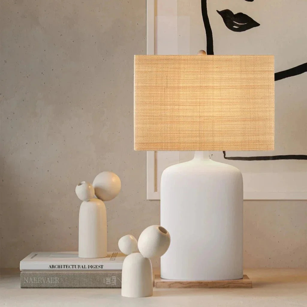 Musing White Composite And Wood Table Lamp - LOOMLAN - Currey & Co - Table Lamps