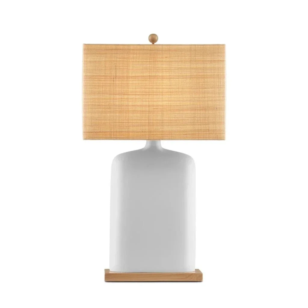 Musing White Composite And Wood Table Lamp - LOOMLAN - Currey & Co - Table Lamps