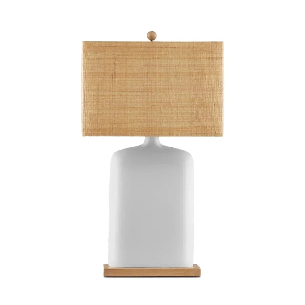 Musing White Composite And Wood Table Lamp - LOOMLAN - Currey & Co - Table Lamps