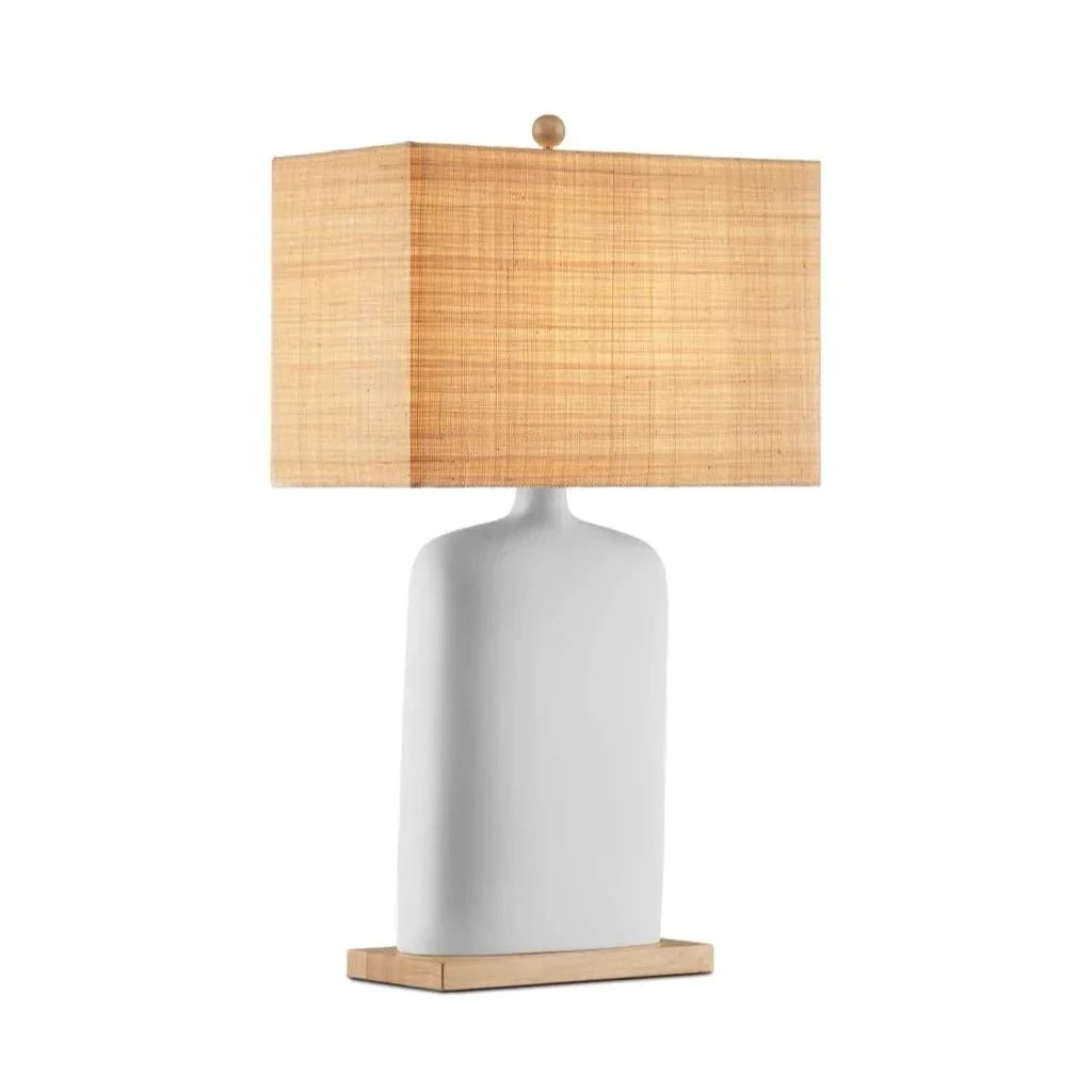 Musing White Composite And Wood Table Lamp - LOOMLAN - Currey & Co - Table Lamps