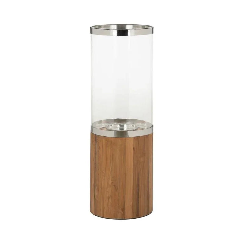 Muskoka Teak And Glass Elegance Patio Candleholder - LOOMLAN - Wildwood - Candle Holders