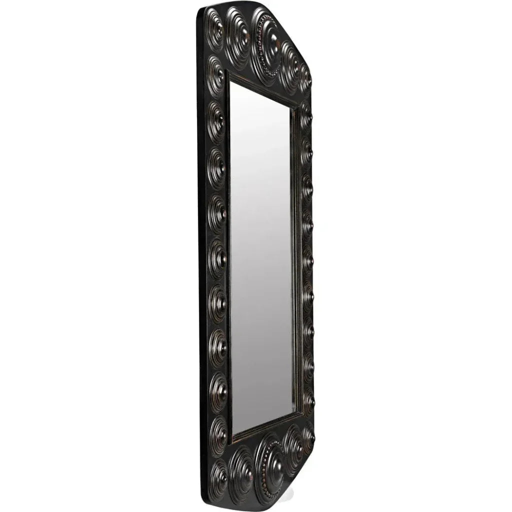 Nanna Mirror, Hand Rubbed Black Light Brown Trim - LOOMLAN - Noir - Wall Mirrors