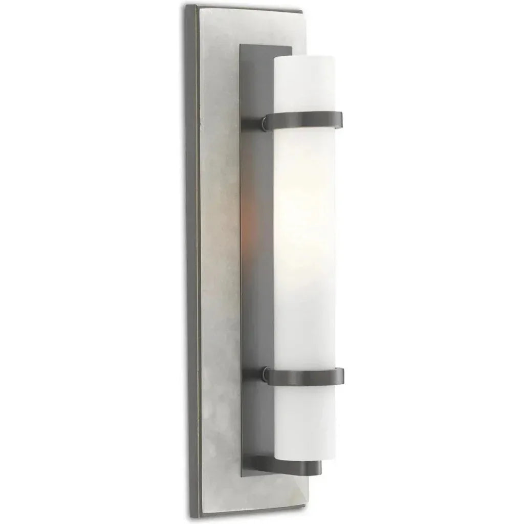 Natural Alabaster Oil Rubbed Bronze Opaque White Sconce - LOOMLAN - Currey & Co - Wall Sconces