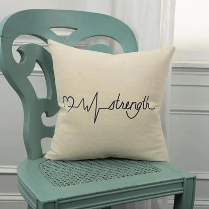 LOOMLAN Natural Brown Faith Square Throw Pillow Cover With Insert