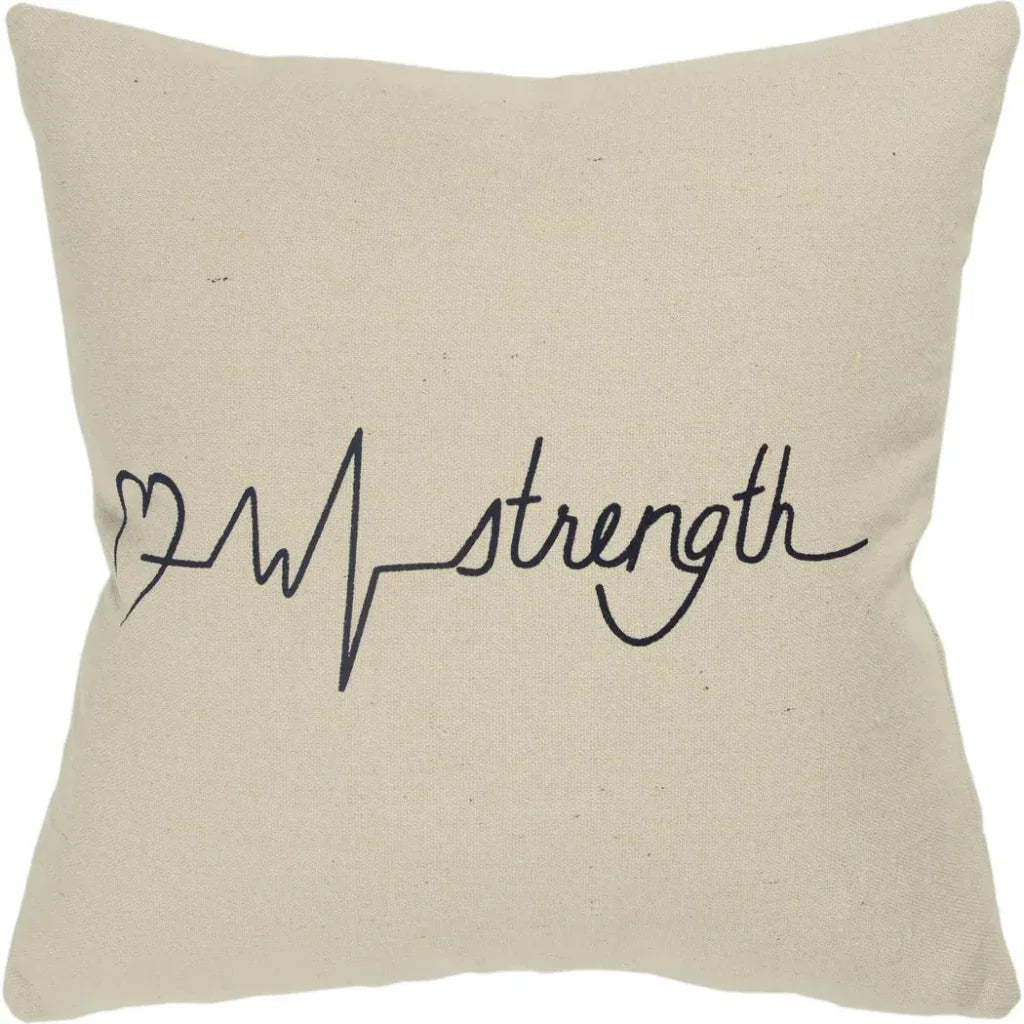 LOOMLAN Natural Brown Faith Square Throw Pillow Cover With Insert