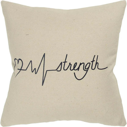LOOMLAN Natural Brown Faith Square Throw Pillow Cover With Insert