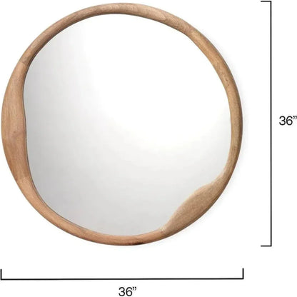 Natural Mango Wood Organic Round Wall Mirror - LOOMLAN - Jamie Young - Wall Mirrors