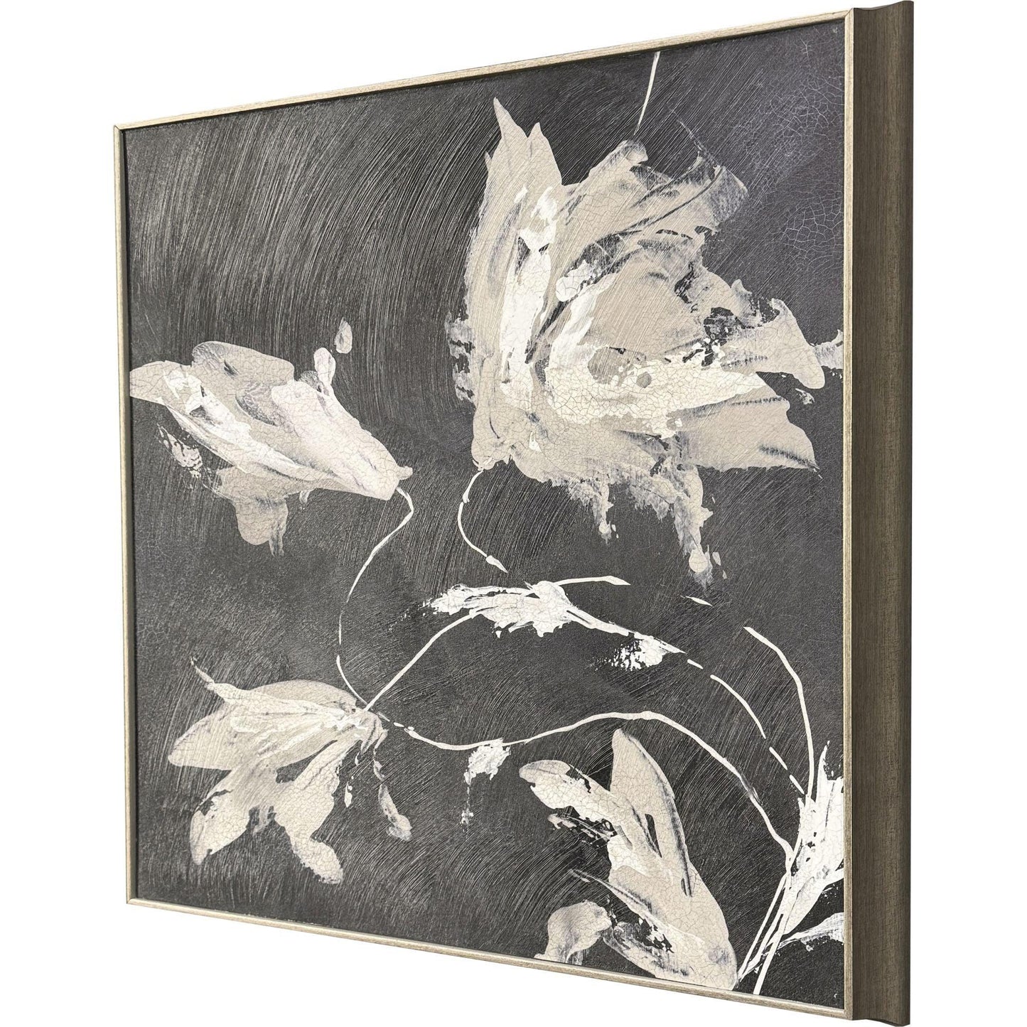 Neutral Flora Black Canvas Art