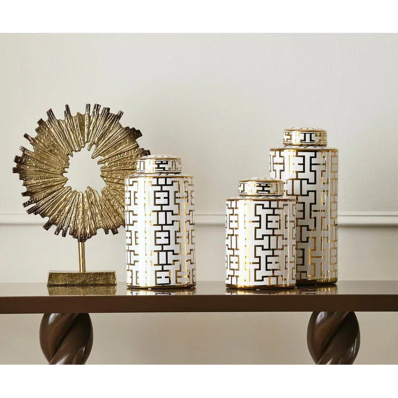 Noble White Glazed Porcelain Canister (Set of 3) - LOOMLAN - Wildwood - Vases & Jars