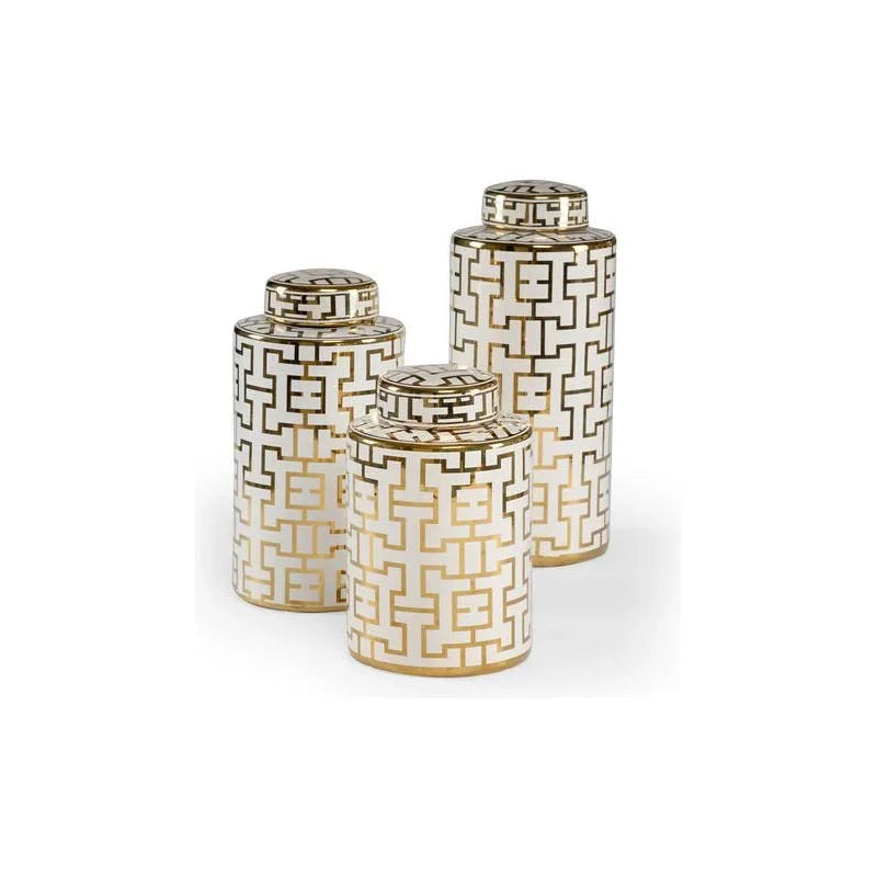 Noble White Glazed Porcelain Canister (Set of 3) - LOOMLAN - Wildwood - Vases & Jars