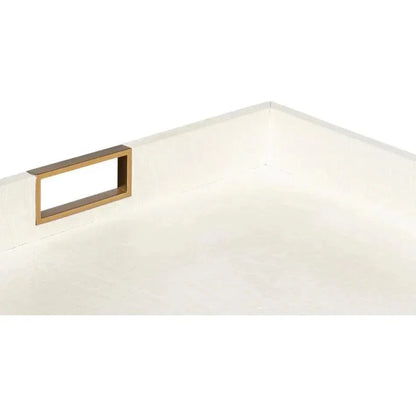Norton Croco Leather and Brass Ivory Tray - LOOMLAN - Sarreid - Trays